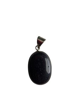 (2)Oval Blue  Goldstone Pendant Necklace Charm